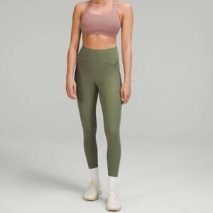 LIKE NEW Lululemon Power Thru High Rise Tight 25” Green Twill Size 12